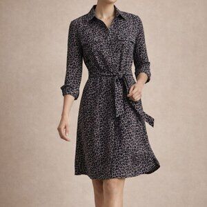 J. McLaughlin Haarlem Cheetah Print Shirt Dress NWT Belted S